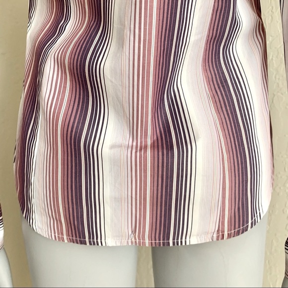 THOMAS PINK 100% Cotton Striped Button Up Shirt Plum White - Picture 11 of 16